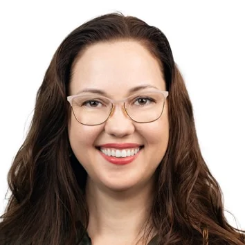 Woman smiling with glasses