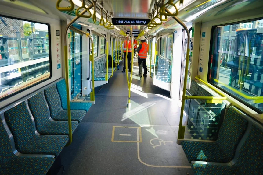 An interior shot of a metro carriage.