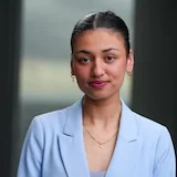 Nandini Dhir in blue blazer