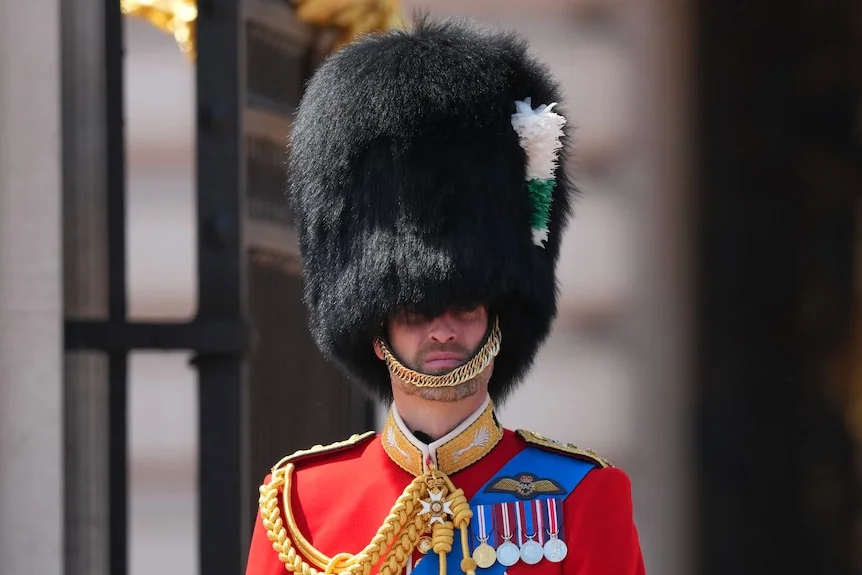 A British footguard soldier wearing his bearskin.