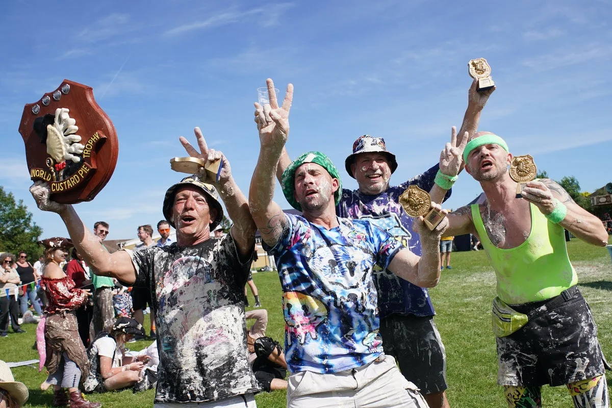 Hundreds flock to Kent village to watch chaotic World Custard Pie Championships