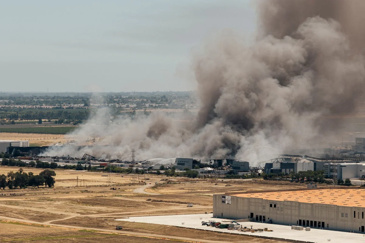 Unhealthy air quality in California city as huge warehouse fire burns for 3rd day