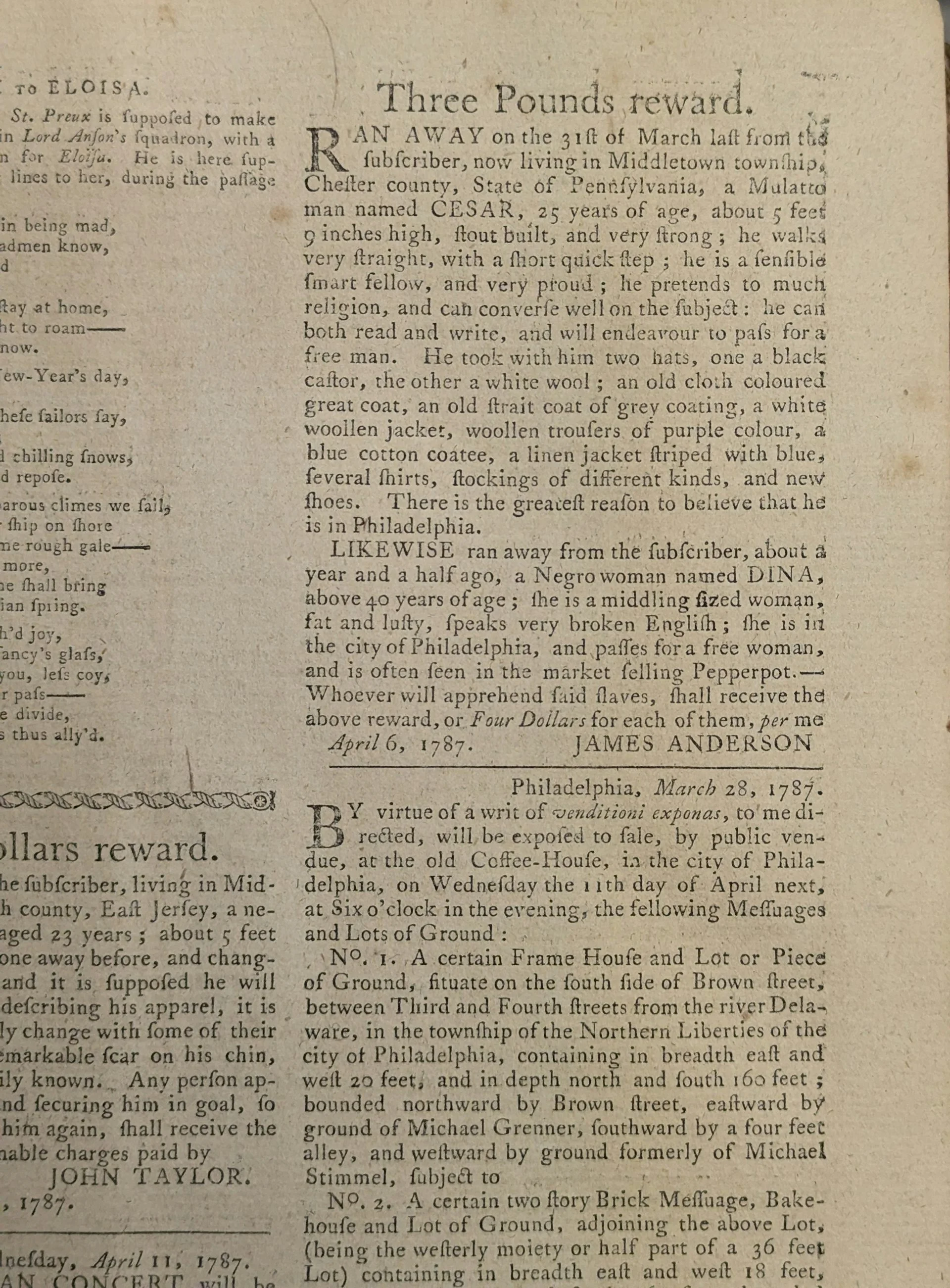 A yellowed page from an old newspaper