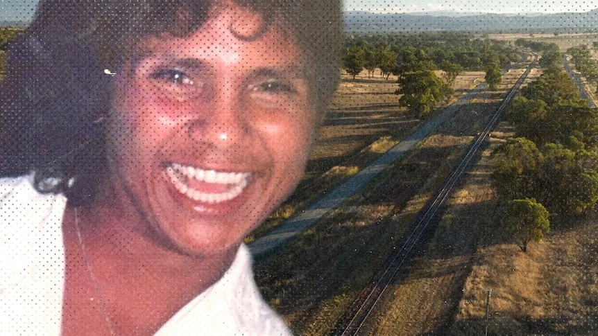 A composite image of Mark Haines with railway tracks.