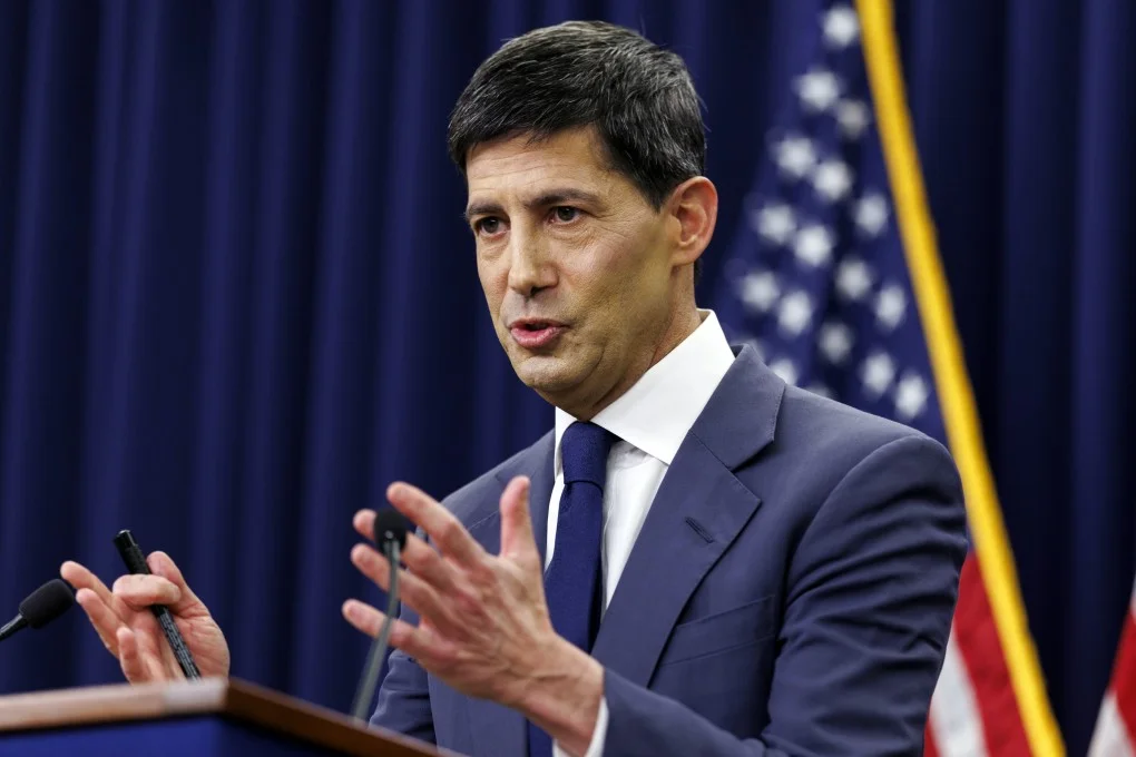 US Federal Reserve Board Chairman Kevin Warsh speaks during a news conference in Washington on Wednesday. Photo: EPA