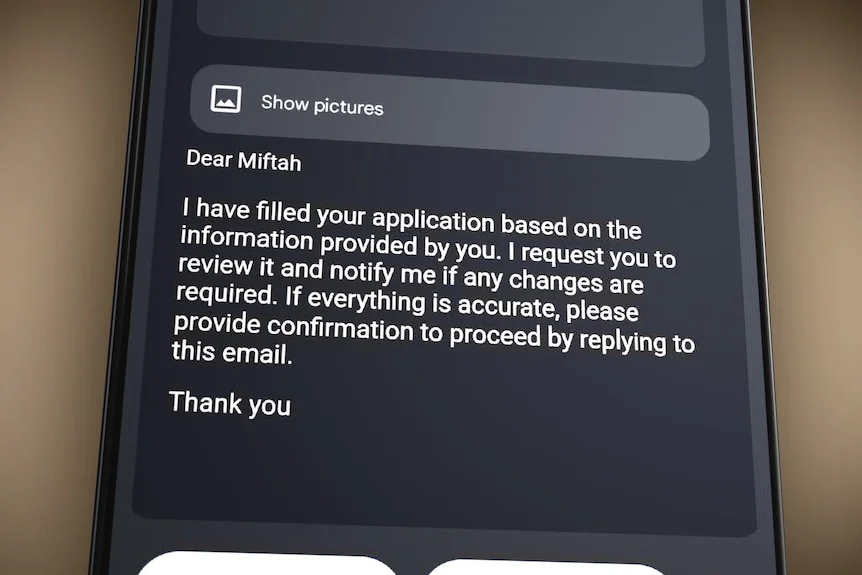 Graphic - Future Care employee Rabia says she will fill out application