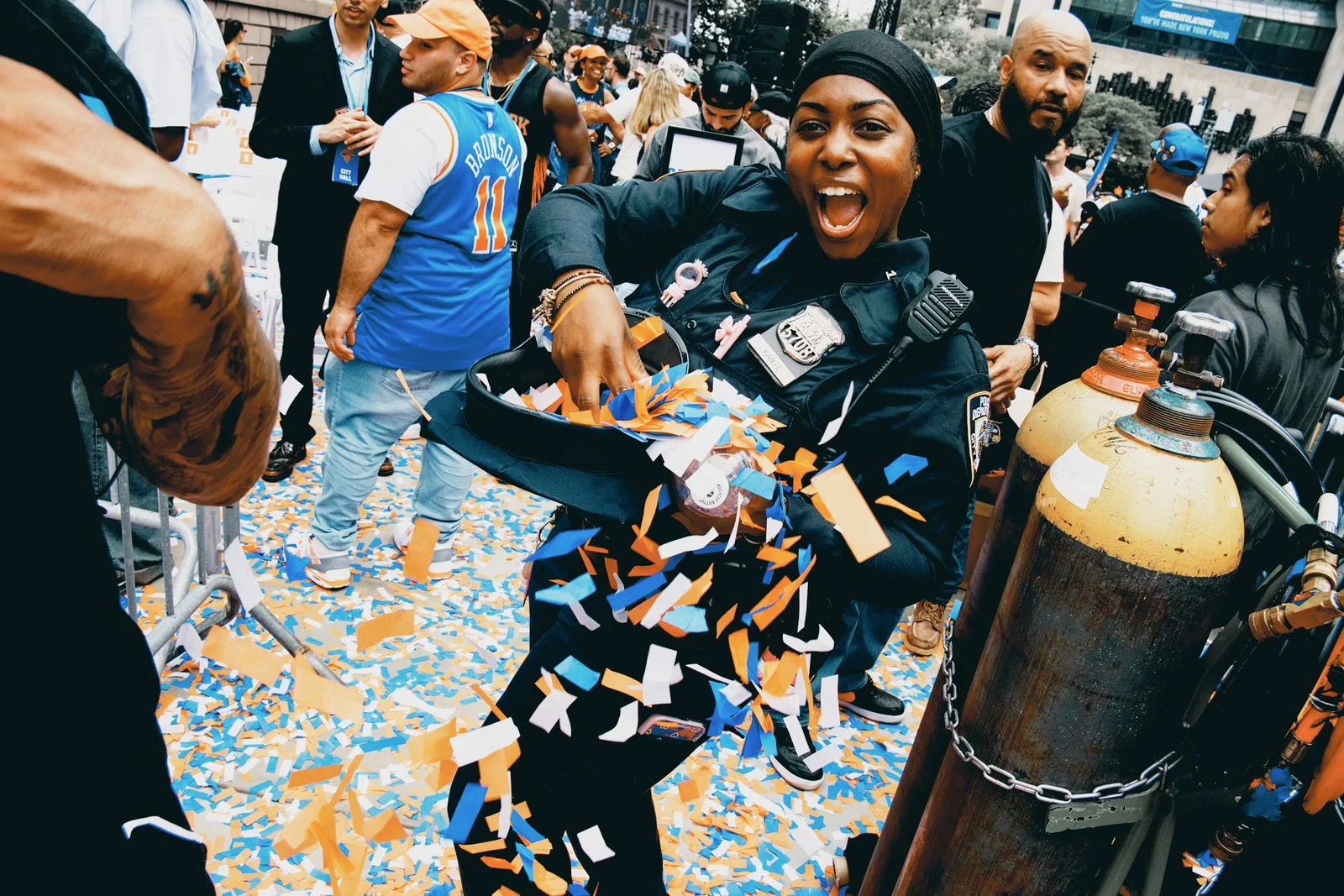 Figure holds confetti