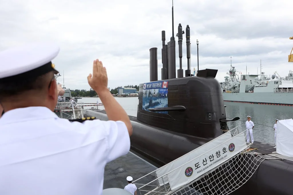 Canada hosts a South Korean submarine at a naval base in British Columbia last month. Photo: The Canadian Press/AP
