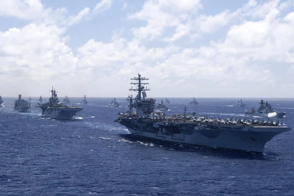 Warships sail in formation off Hawaii during the Rim of the Pacific Exercise in 2012. Photo: US Navy