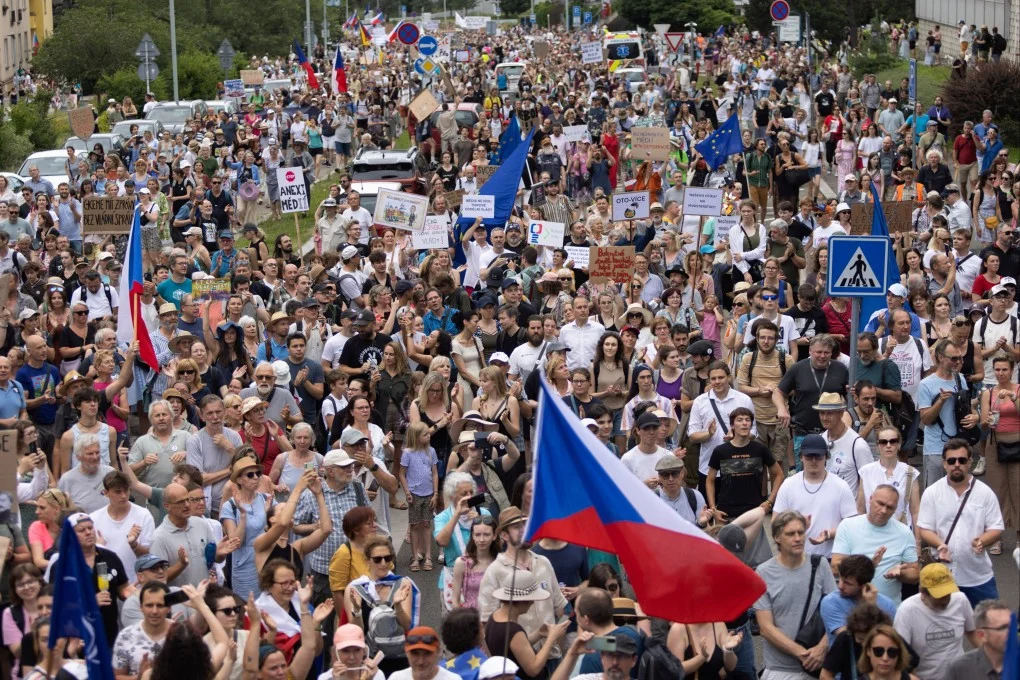 A protest rally in Prague on Sunday in support of public media. Photo: Reuters