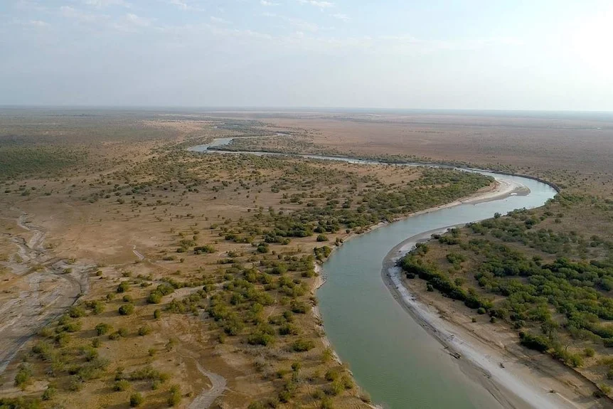 A river snakes its way through the Australian outback