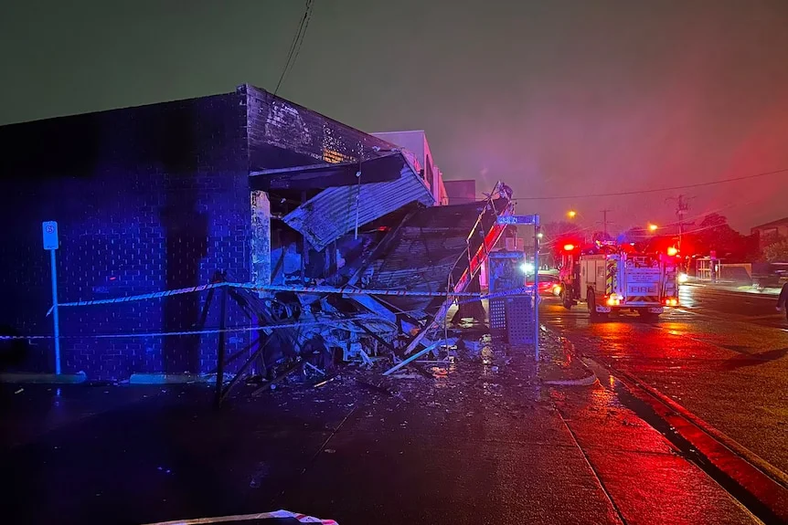 A shop gutted by a fire